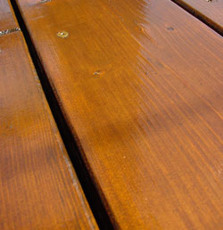 wooden deck finishing close up