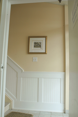 wainscoting at base of stairs