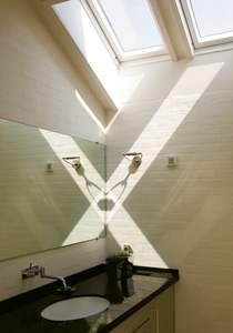 Installation of Velux Skylight Windows in Modern Bathroom on SteveMaxwell.ca