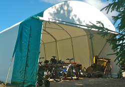 fabric shelter front view