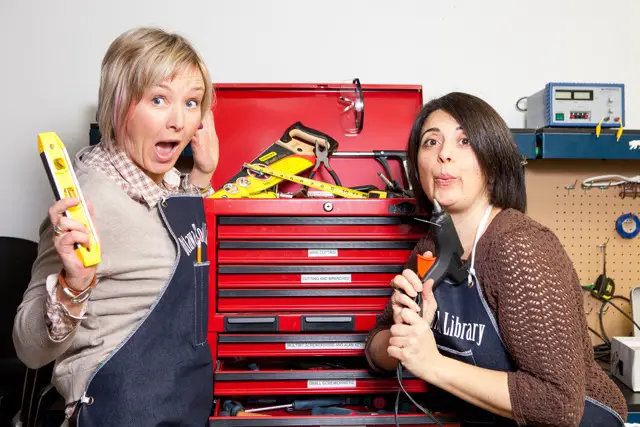 Bettina and Donna with tools