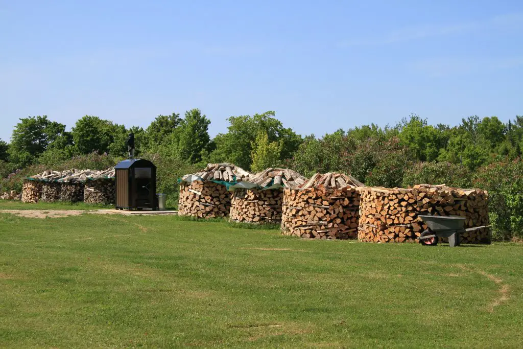 firewood round piles